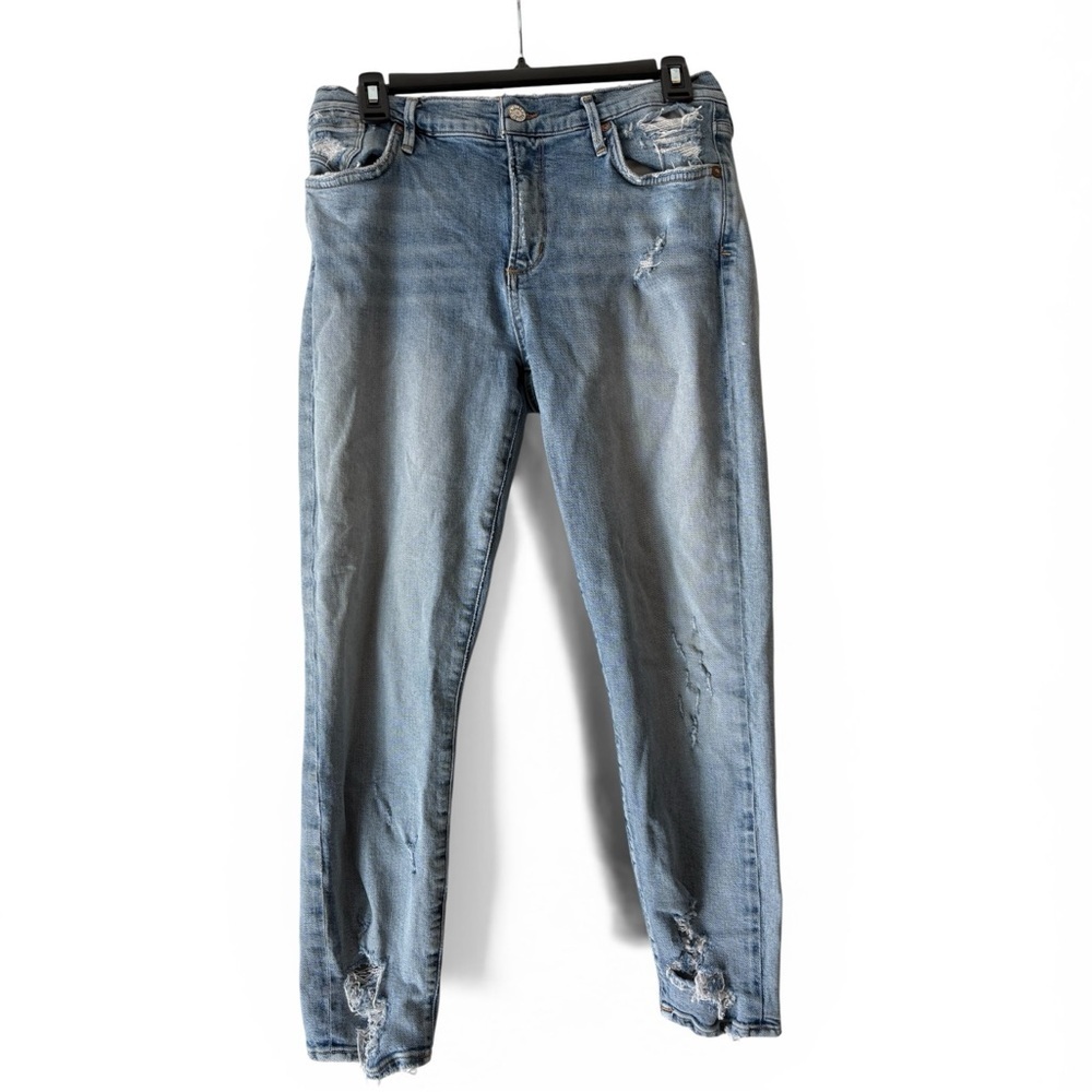 AGOLDE Women’s Size 29 Cropped Jeans High Rise Straight Raw Hem Denim 25” Inseam